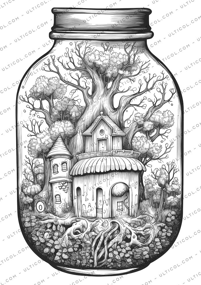 Enchanted Forest Jars Coloring