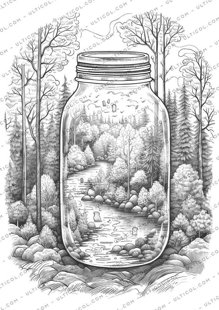 Enchanted Forest Jars Coloring
