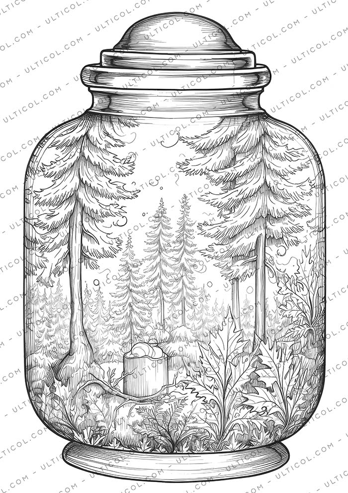 Enchanted Forest Jars Coloring
