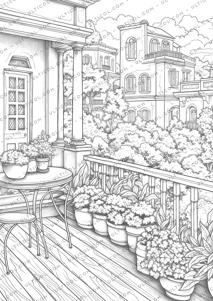 Charming Balcony Garden Coloring