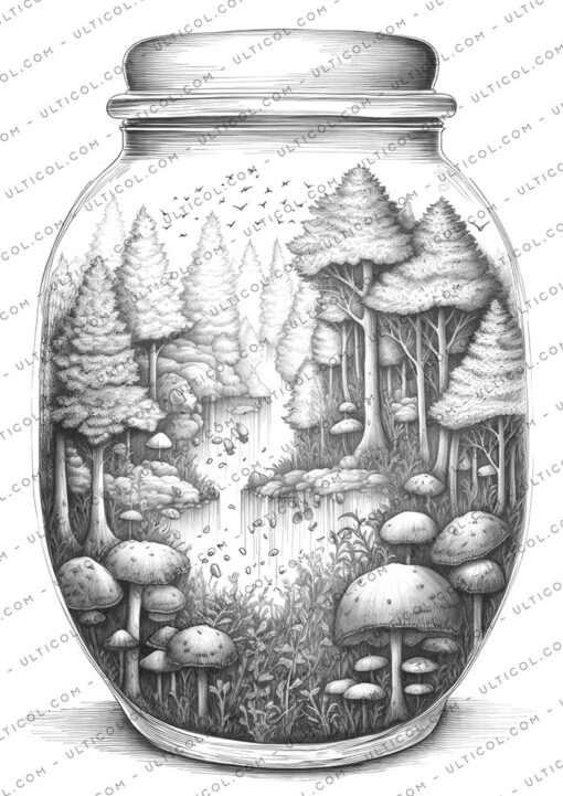 Enchanted Forest Jars Coloring