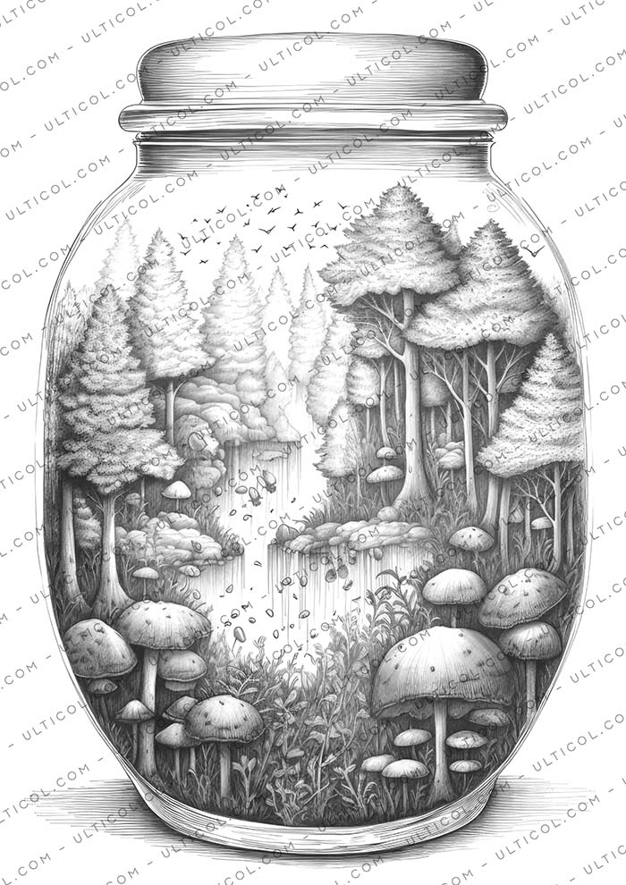 Enchanted Forest Jars Coloring