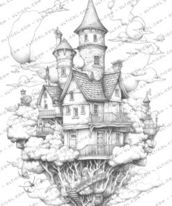 Fantasy Sky House coloring
