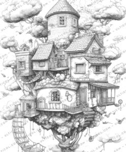 Fantasy Sky House coloring