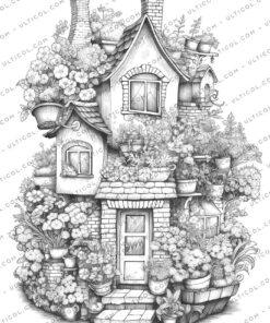Flower Houses Coloring