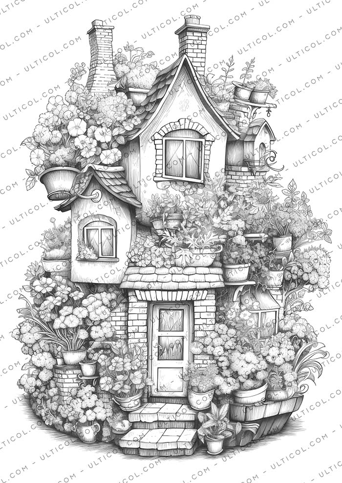 Flower Houses Coloring