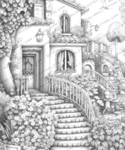 Flower Houses Coloring