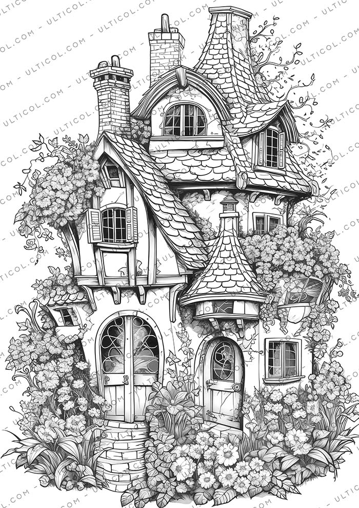 Flower Houses Coloring