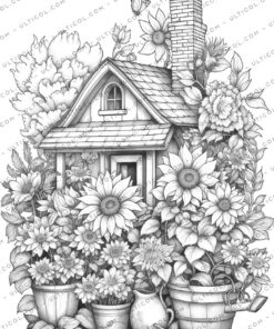 Flower Houses Coloring