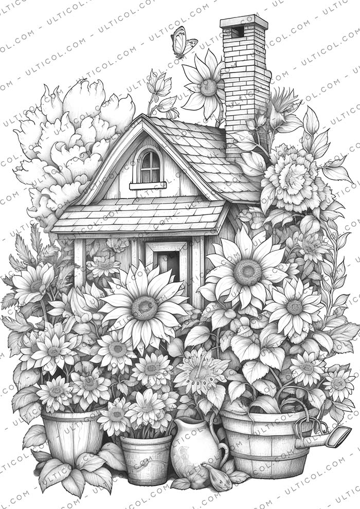 Flower Houses Coloring