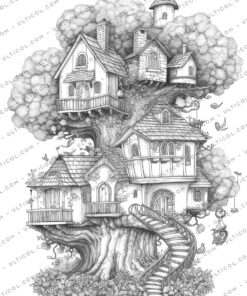 Flower Houses Coloring