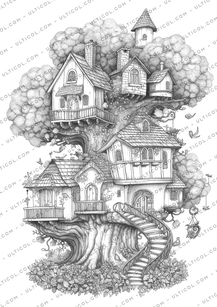 Flower Houses Coloring