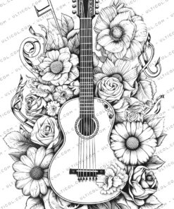 Musical Instrument Flower Coloring