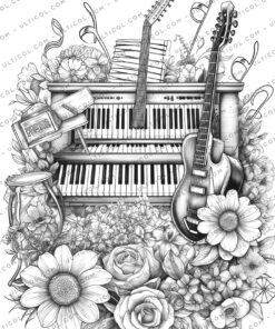Musical Instrument Flower Coloring