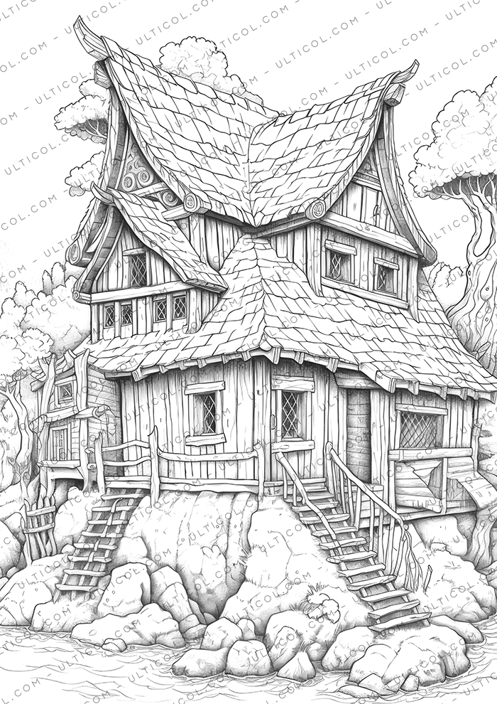 Viking Houses Coloring