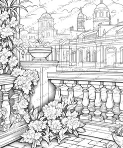 Art Nouveau Flowers Coloring