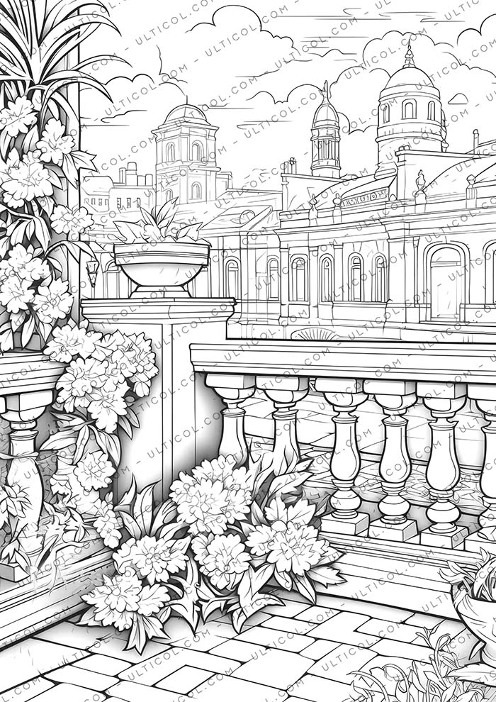 Art Nouveau Flowers Coloring