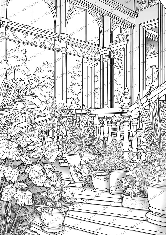 Art Nouveau Flowers Coloring