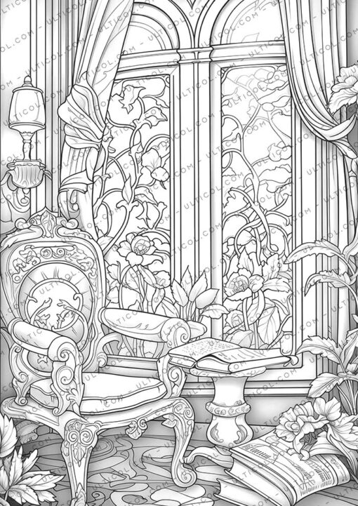 Art Nouveau Flowers Coloring