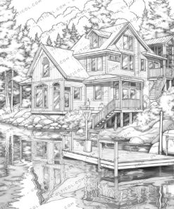 Beautiful Lake House Coloring