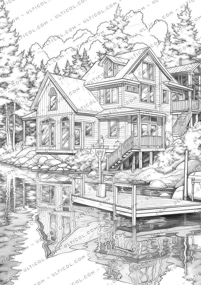 Beautiful Lake House Coloring