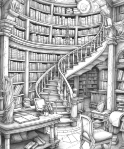 Magical Library Coloring