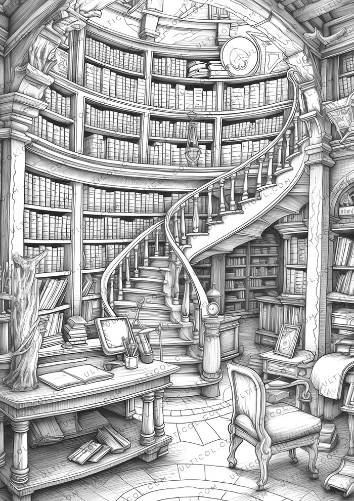 Magical Library Coloring