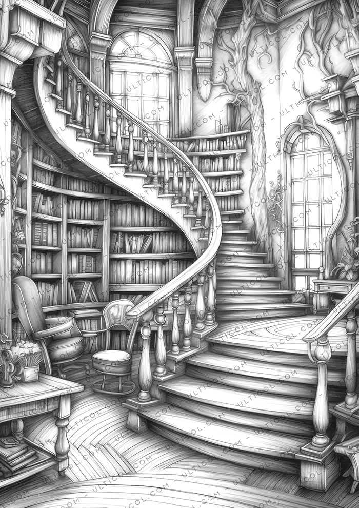 Magical Library Coloring