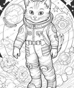 Cat In Space Coloring