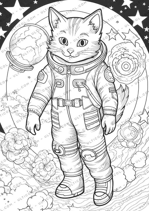 Cat In Space Coloring