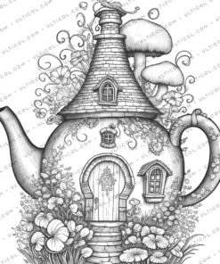 teapot fairy house coloring