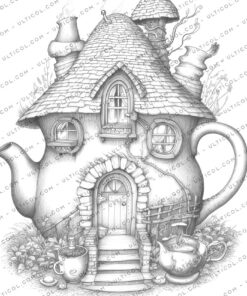 teapot fairy house coloring