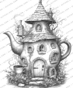 teapot fairy house coloring