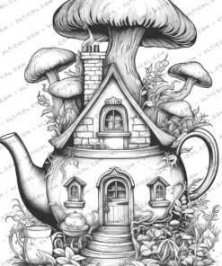 teapot fairy house coloring