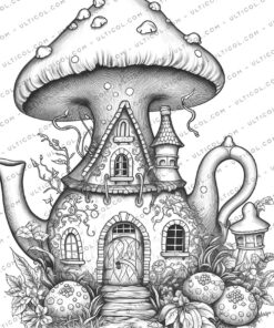 teapot fairy house coloring