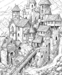 Fantasy Village Coloring