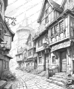 Fantasy Village Coloring