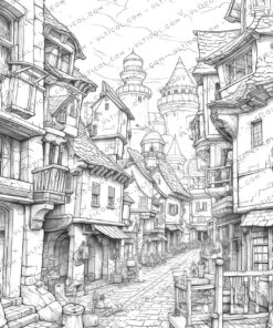 Fantasy Village Coloring