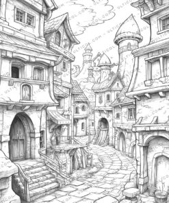 Fantasy Village Coloring