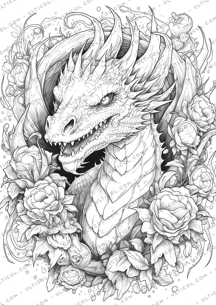 Flower Dragon Coloring