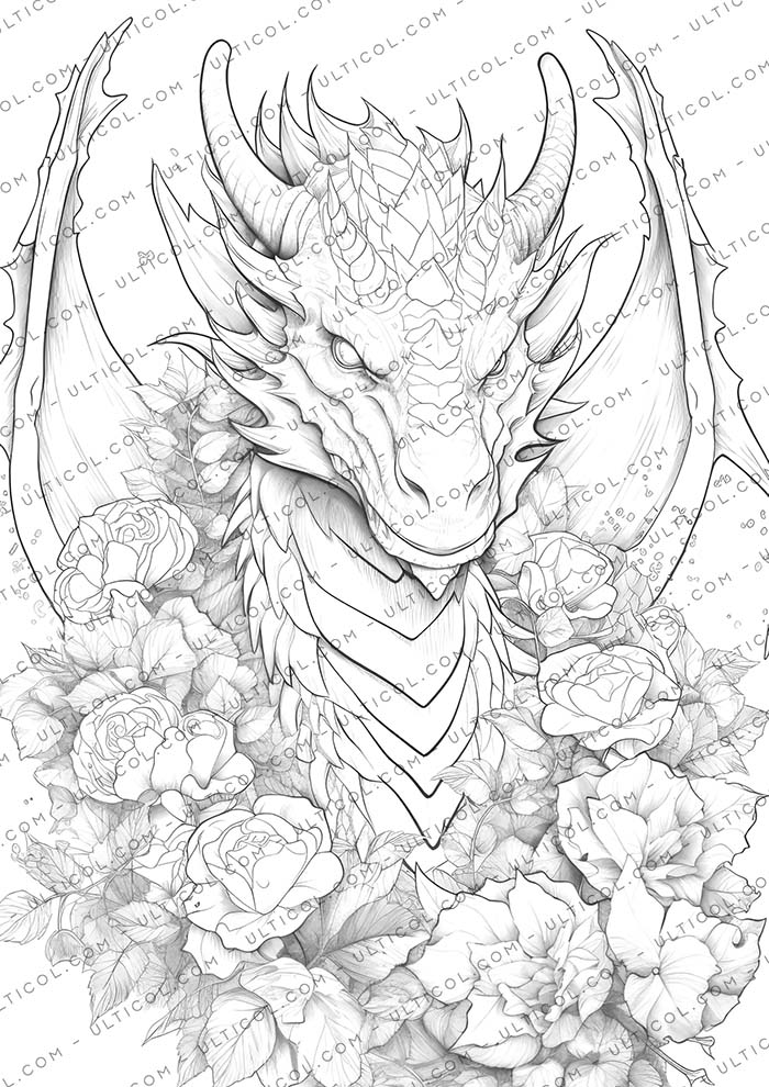 Flower Dragon Coloring