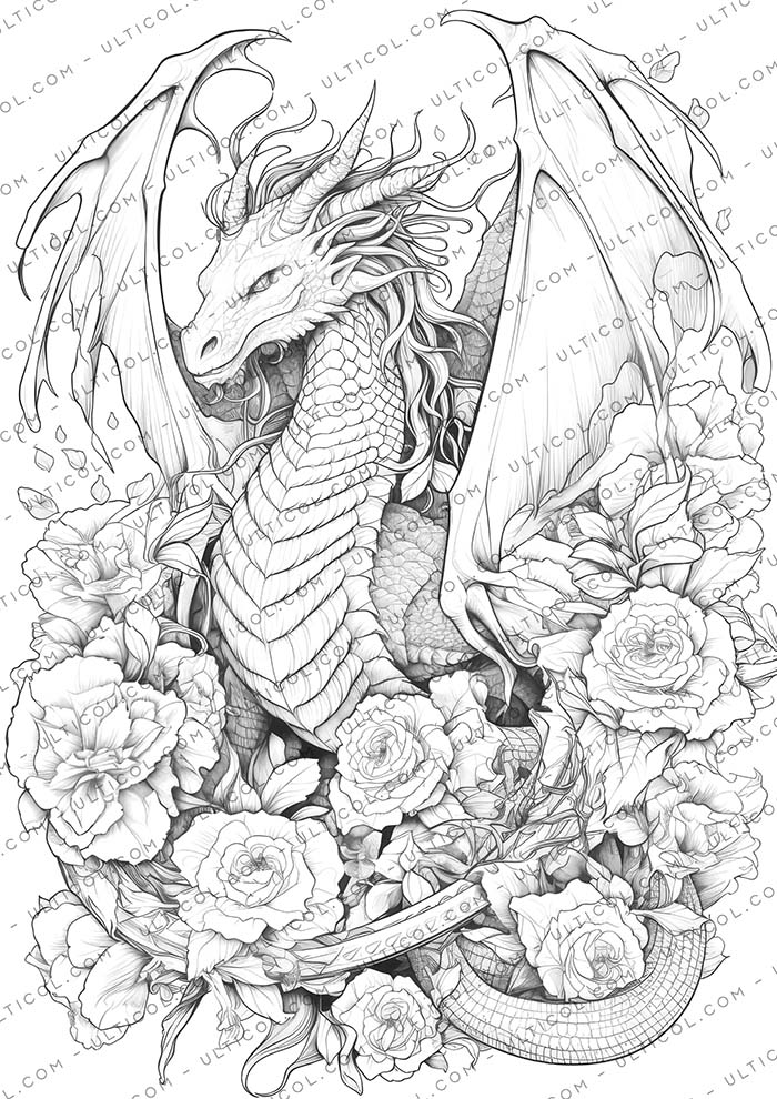 Flower Dragon Coloring