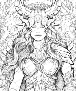 Viking Coloring Page Book, Adults + Kids - Instant Download Grayscale Coloring Page