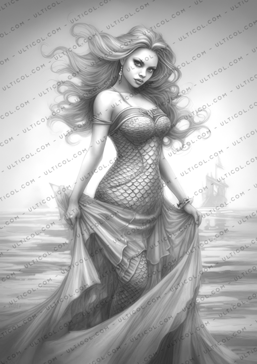 Mermaids Coloring Pages for Adults