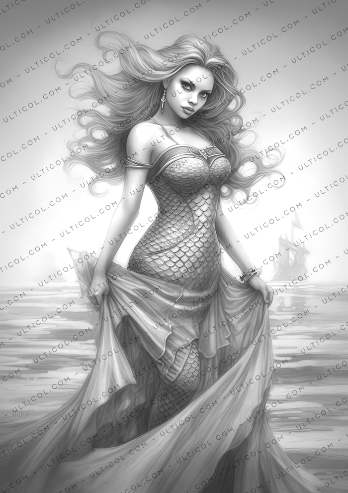 Mermaids Coloring Pages for Adults