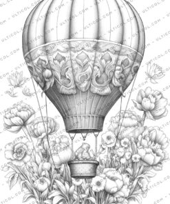 Flower Hot Air Balloons coloring
