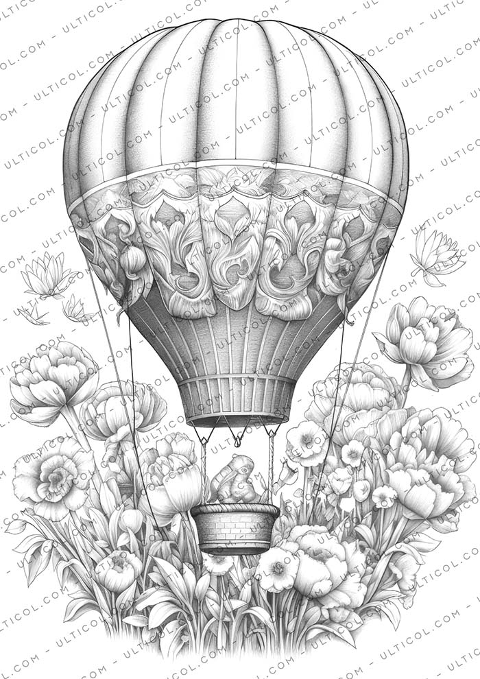 Flower Hot Air Balloons coloring