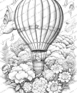 Flower Hot Air Balloons coloring