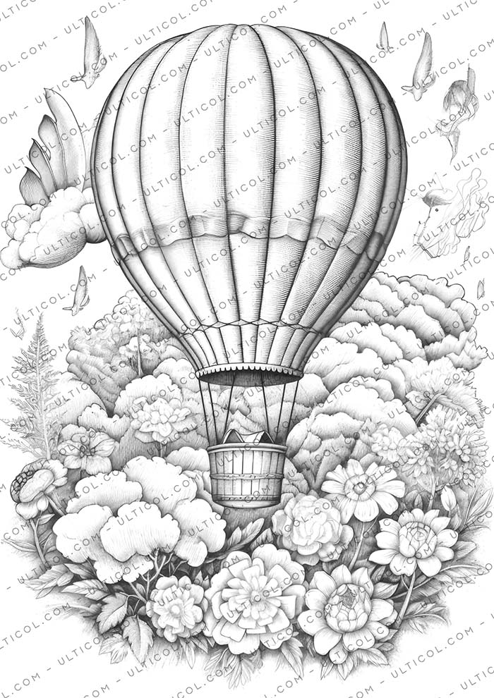 Flower Hot Air Balloons coloring