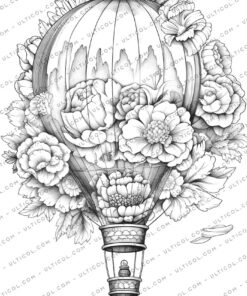 Flower Hot Air Balloons coloring
